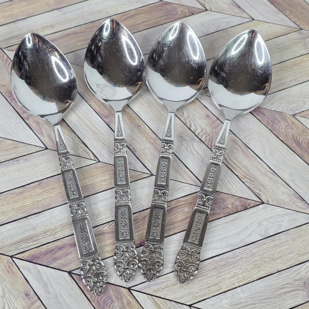 Lot 4 Oval Soup Spoons CORONATION Community Stainless Oneida Flatware